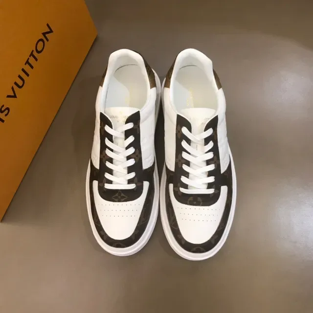 Louis Vuitton LV Trainer White Brown Monogram Canvas Embossed Leather Lifestyle Sneakers 9
