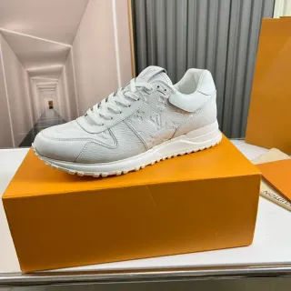 Louis Vuitton LV Trainer Zapatillas Blancas Monograma Embossado Cuero Paneles Laterales Ribeteados Zapatillas Lifestyle