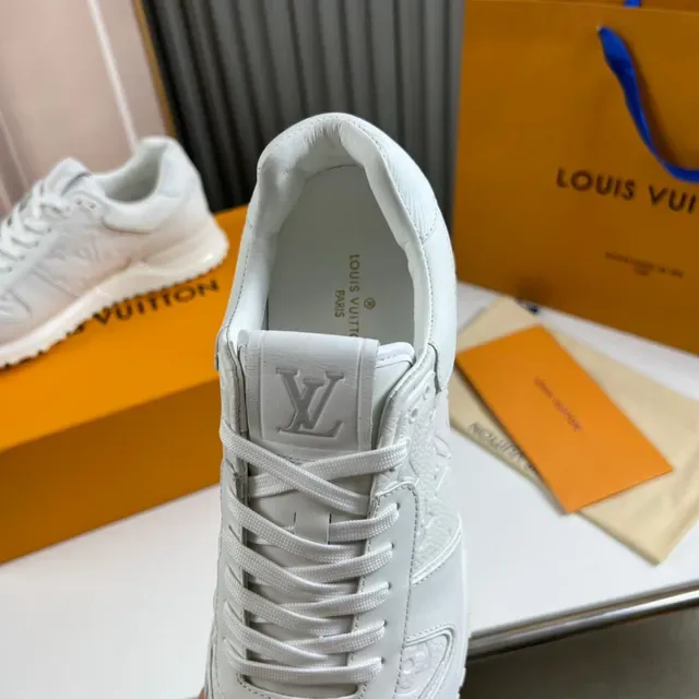 Louis Vuitton LV Trainer White Embossed Monogram Leather Ribbed Side Panels Lifestyle Sneakers 3