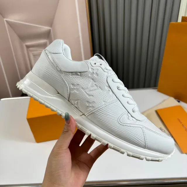Louis Vuitton LV Trainer White Embossed Monogram Leather Ribbed Side Panels Lifestyle Sneakers 4