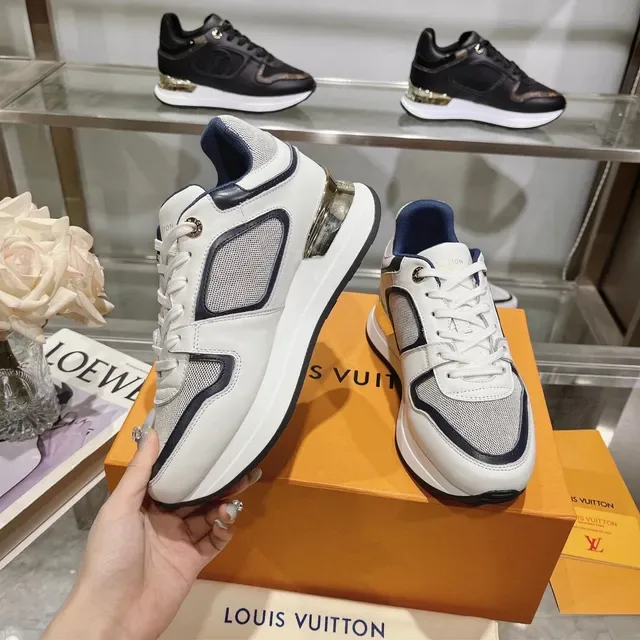 Louis Vuitton LV Trainer White Navy Monogrammed Oval Side Panel Mesh And Leather Upper Lifestyle Sneakers 5