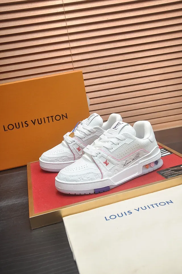 路易威登 LV Trainer 白色粉色 印花皮革鞋面 雕塑分层中底 生活方式运动鞋 4