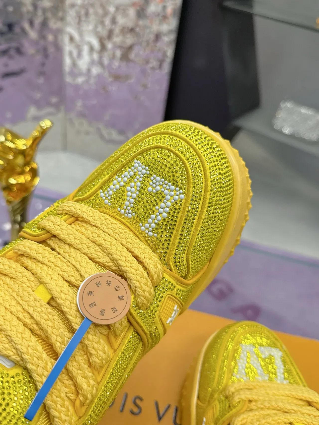 Louis Vuitton LV Trainer 黄色白色 水晶-镶嵌 网状绳-系带 生活方式运动鞋 7