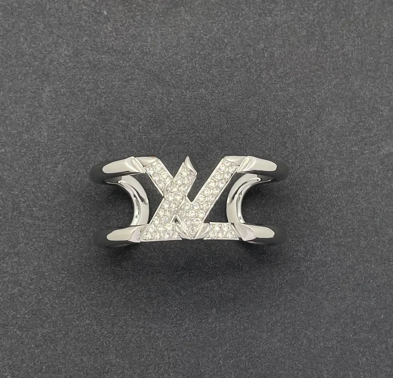 Louis Vuitton Monogram and Floral Bangle Gold Silver Motif Bracelet 2