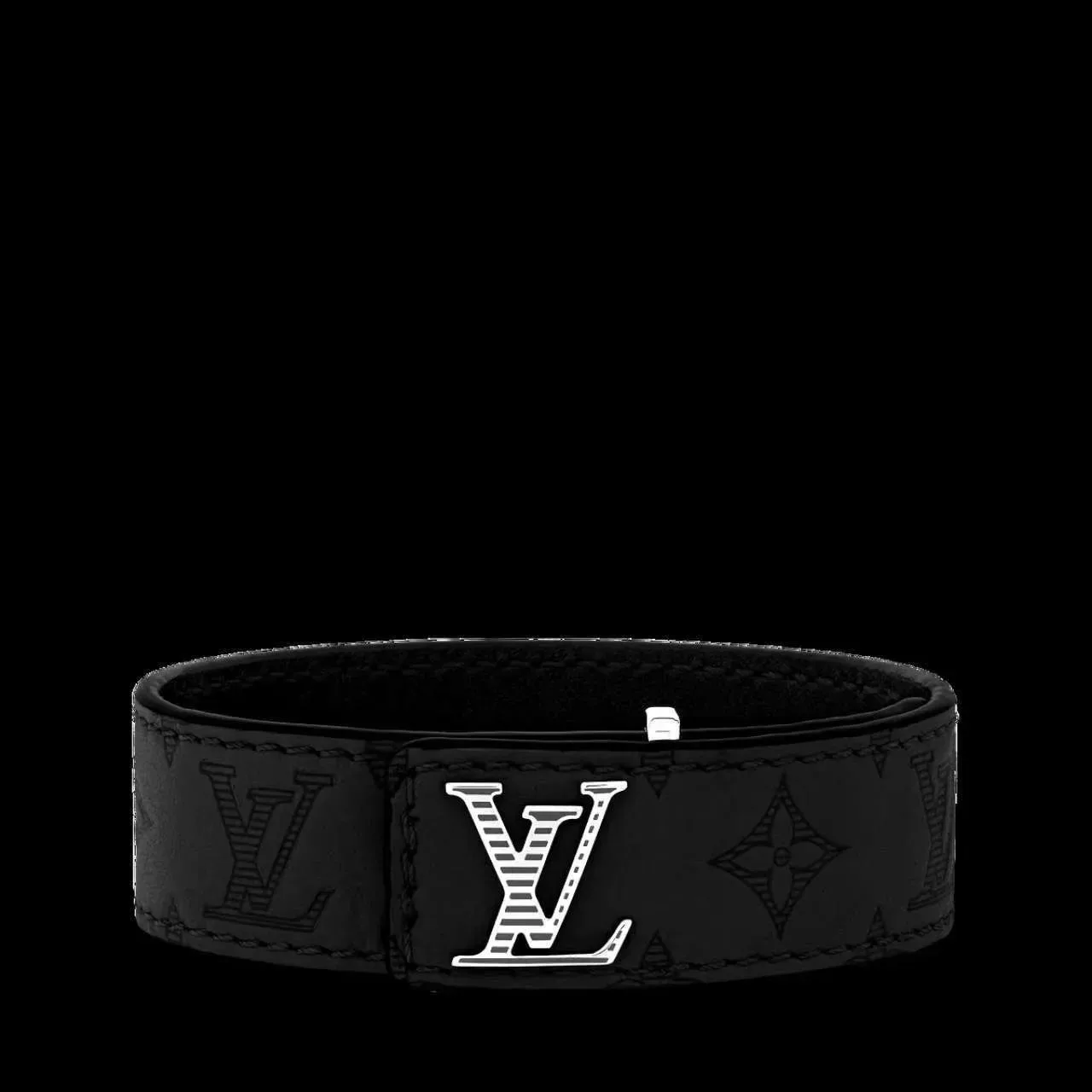 Louis Vuitton Monogram and Leather Wide LV Buckle Bracelets 9