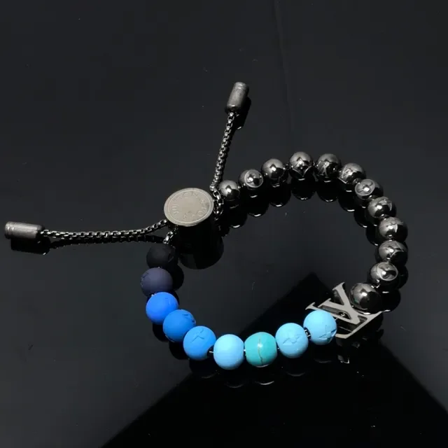 Louis Vuitton Monogram Beads سوار أسود أزرق 3