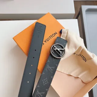 Louis Vuitton Monogram Belt Dark Gray Leather Belt