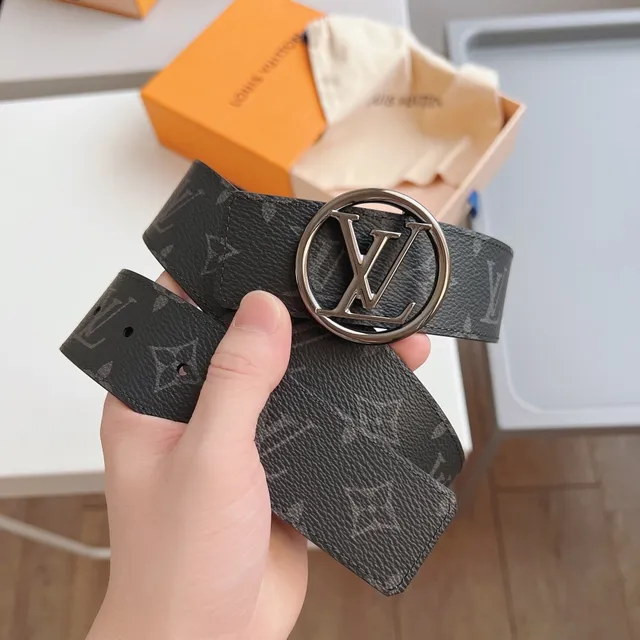 Louis Vuitton Monogram Belt Dark Gray Leather Belt 4