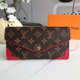 Louis Vuitton Monogram Canvas and Red Leather Long Wallet