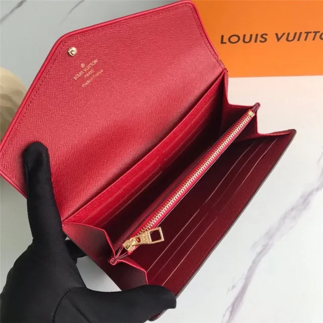Louis Vuitton Monogram Canvas and Red Leather Long Wallet 12