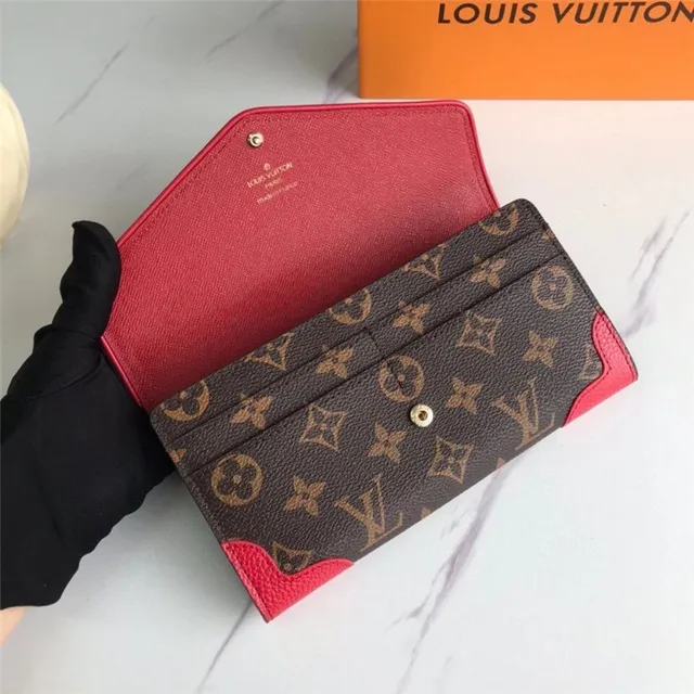 Louis Vuitton Monogram Canvas and Red Leather Long Wallet 15