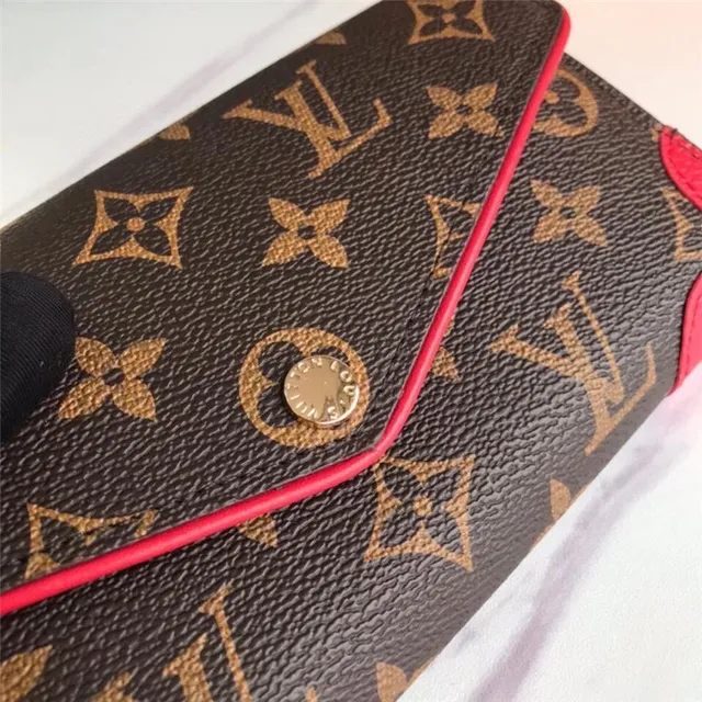 Louis Vuitton Monogram Canvas and Red Leather Long Wallet 16
