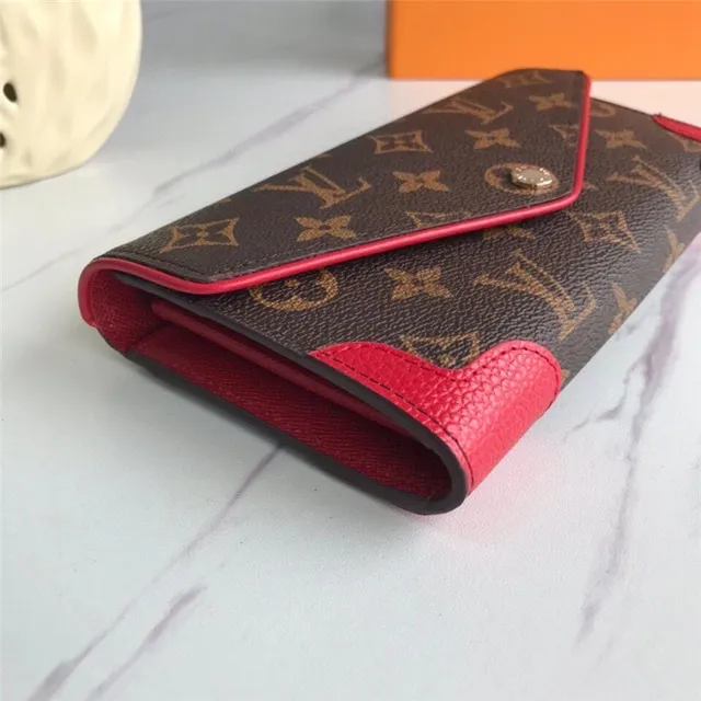 Louis Vuitton Monogram Canvas and Red Leather Long Wallet 17
