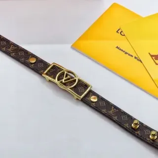 Louis Vuitton Monogram Canvas Circle Buckle Brown Gold Leather Belt