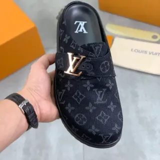 Louis Vuitton Monogram Canvas Gold Buckle Open-Back Mule Casual Shoe