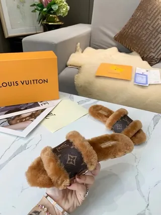 Louis Vuitton Monogram Canvas Shearling Slide Slippers 6