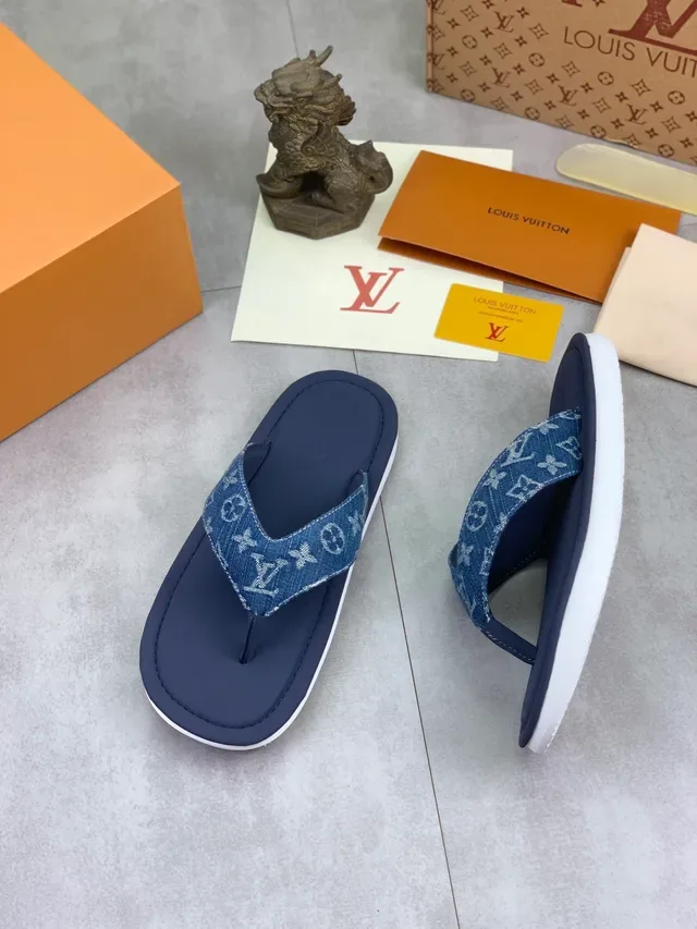Louis Vuitton Monogram Denim Navy Slippers 2