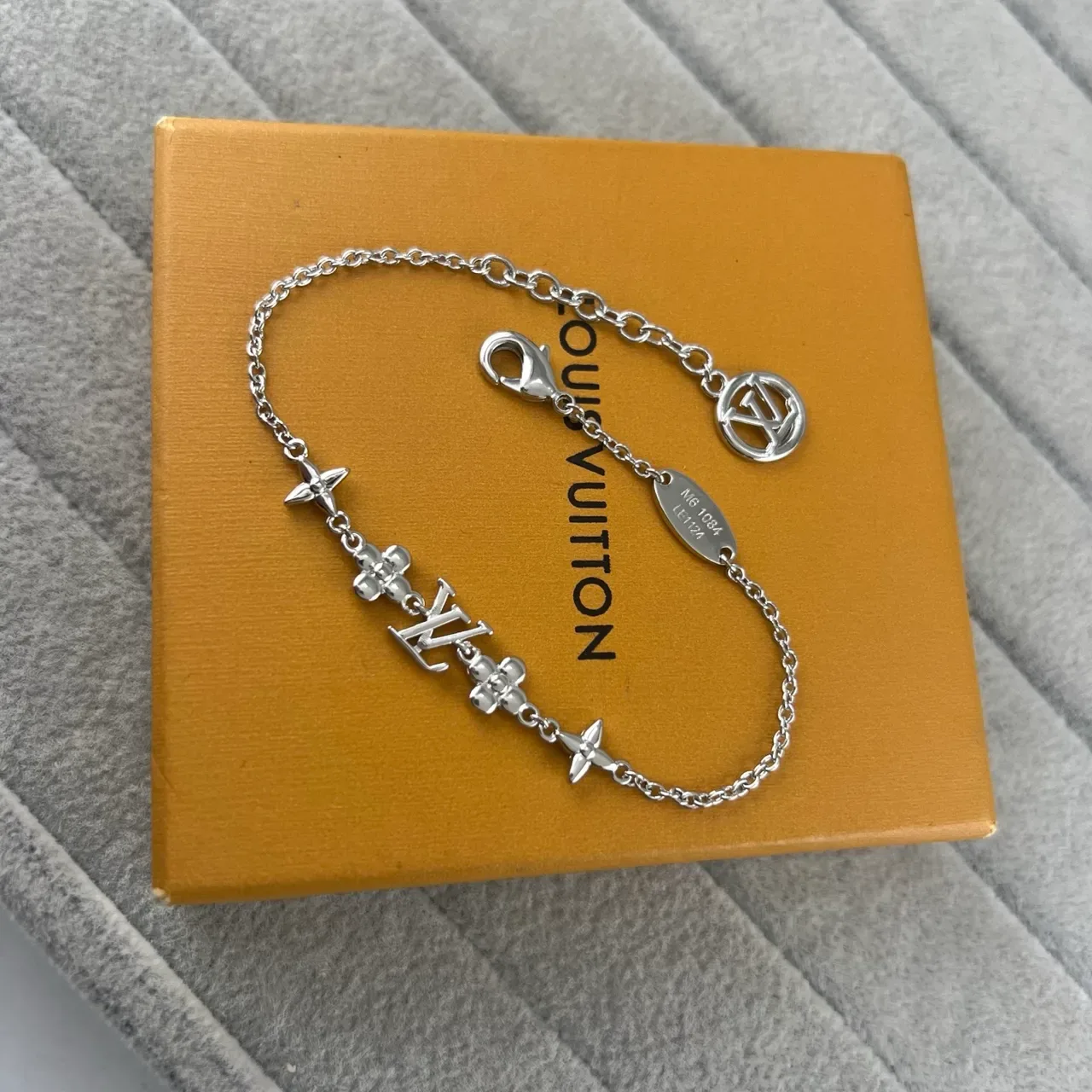 Louis Vuitton Monogram Flowers Gold Silver Chain-Link Bracelet 2