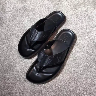 路易威登印花皮革人字拖鞋