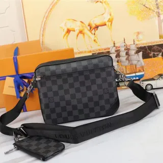 Louis Vuitton Multi Pochette Accessoires Preto e Cinza Damier Graphite Lona xadrez Fechamento com zíper Bolsa transversal