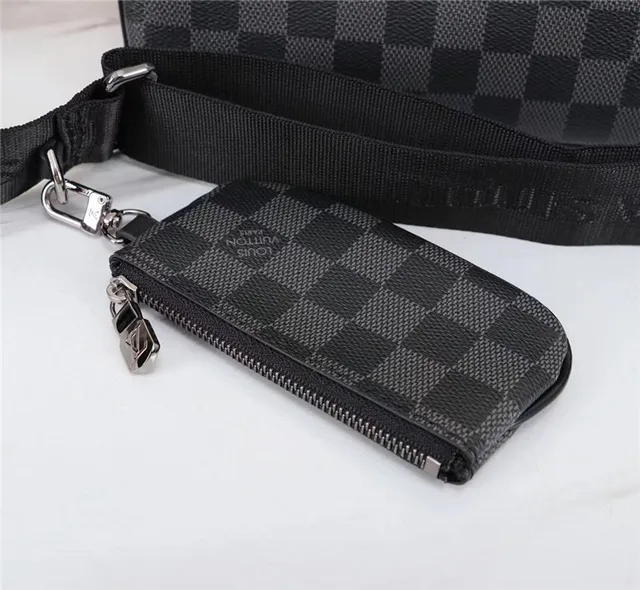 Louis Vuitton Multi Pochette Accessoires Negro Gris Damier Graphite Lona a cuadros Cierre con cremallera Bolso cruzado 4
