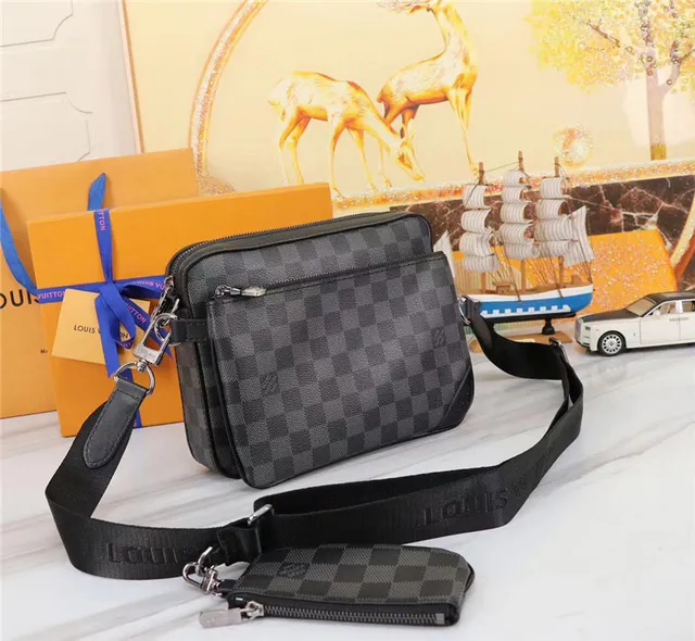 Louis Vuitton Multi Pochette Accessoires Negro Gris Damier Graphite Lona a cuadros Cierre con cremallera Bolso cruzado 8