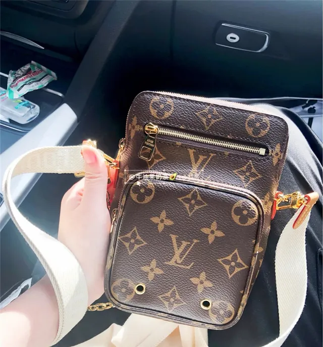 Louis Vuitton Multi Pochette Accessoires Sac à bandoulière marron doré toile monogrammée avec sangle de chaîne 2