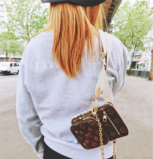 Louis Vuitton Multi Pochette Accessoires Sac à bandoulière marron doré toile monogrammée avec sangle de chaîne 5