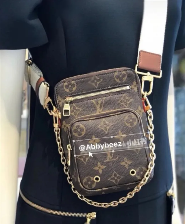 Louis Vuitton Multi Pochette Accessoires Sac à bandoulière marron doré toile monogrammée avec sangle de chaîne 9