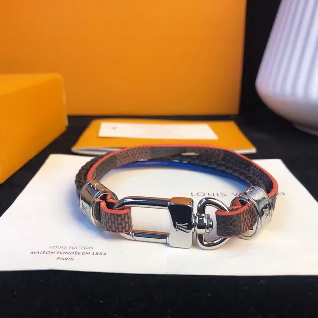 Louis Vuitton Multicolor Multi-Layer Braided Leather Monogram-Coated Segments Bracelet 4