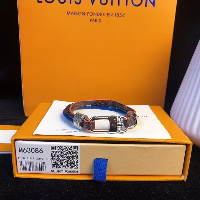 Louis Vuitton Multicolor Multi-Layer Braided Leather Monogram-Coated Segments Bracelet 8