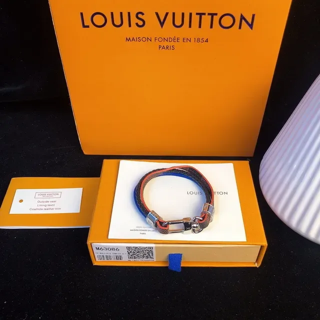 Louis Vuitton Multicolor Multi-Layer Braided Leather Monogram-Coated Segments Bracelet 9