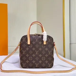 Louis Vuitton Nano Speedy Brown Beige Monogram Canvas Structured Square Handbag