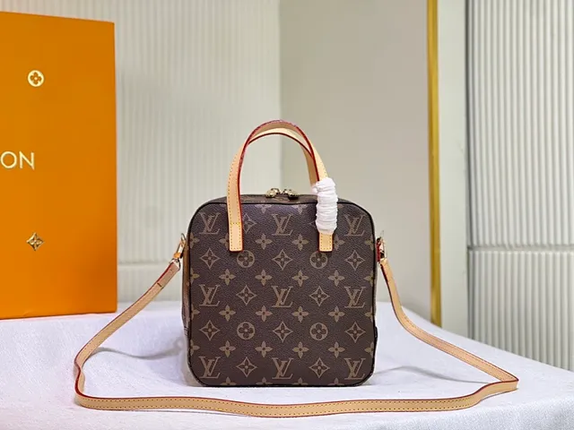 Louis Vuitton Nano Speedy Brown Beige Monogram Canvas Structured Square Handbag 2