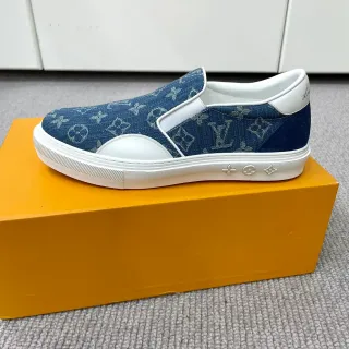 Louis Vuitton Navy White Slip-On Monogram Canvas Lifestyle Sneakers