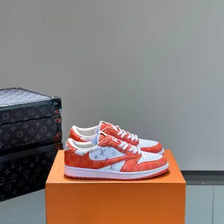 Louis Vuitton Zapatillas Lifestyle Monogramadas Naranja Blanco Low-Top