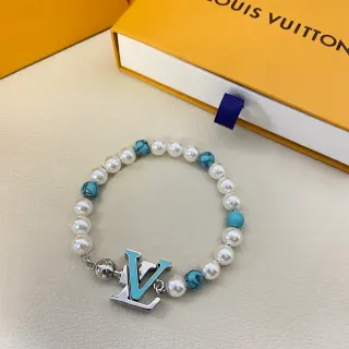 Louis Vuitton سوار لؤلؤ وتوركواز خرز LV مونوغرام