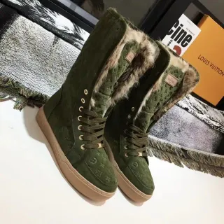Louis Vuitton Quilted Monogram Shearling-Lined Knee Boots