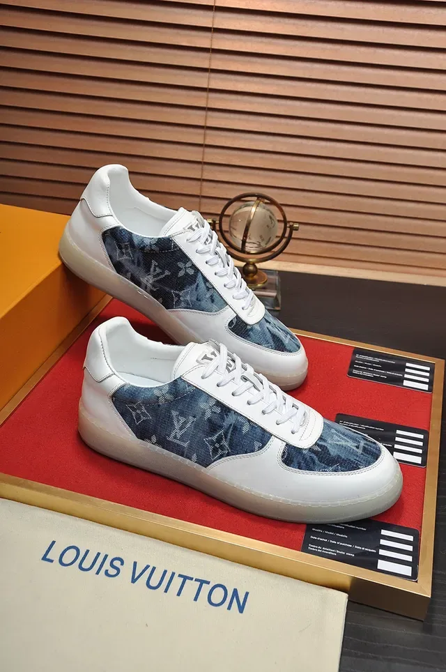 Louis Vuitton Run Away জিন্স মনোগ্রাম সাদা এবং নীল জীবনযাপন স্নিকার্স 5