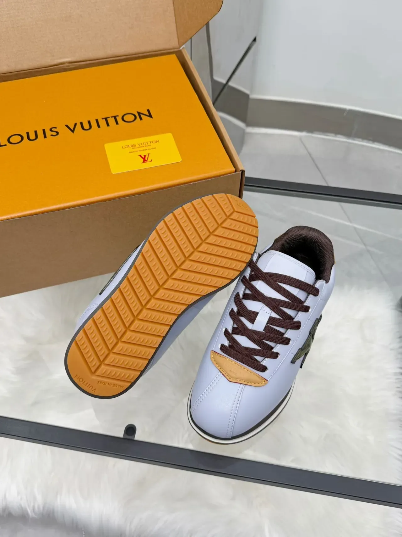 Louis Vuitton Run Away Light Gray Olive Brown Lifestyle Sneakers 4