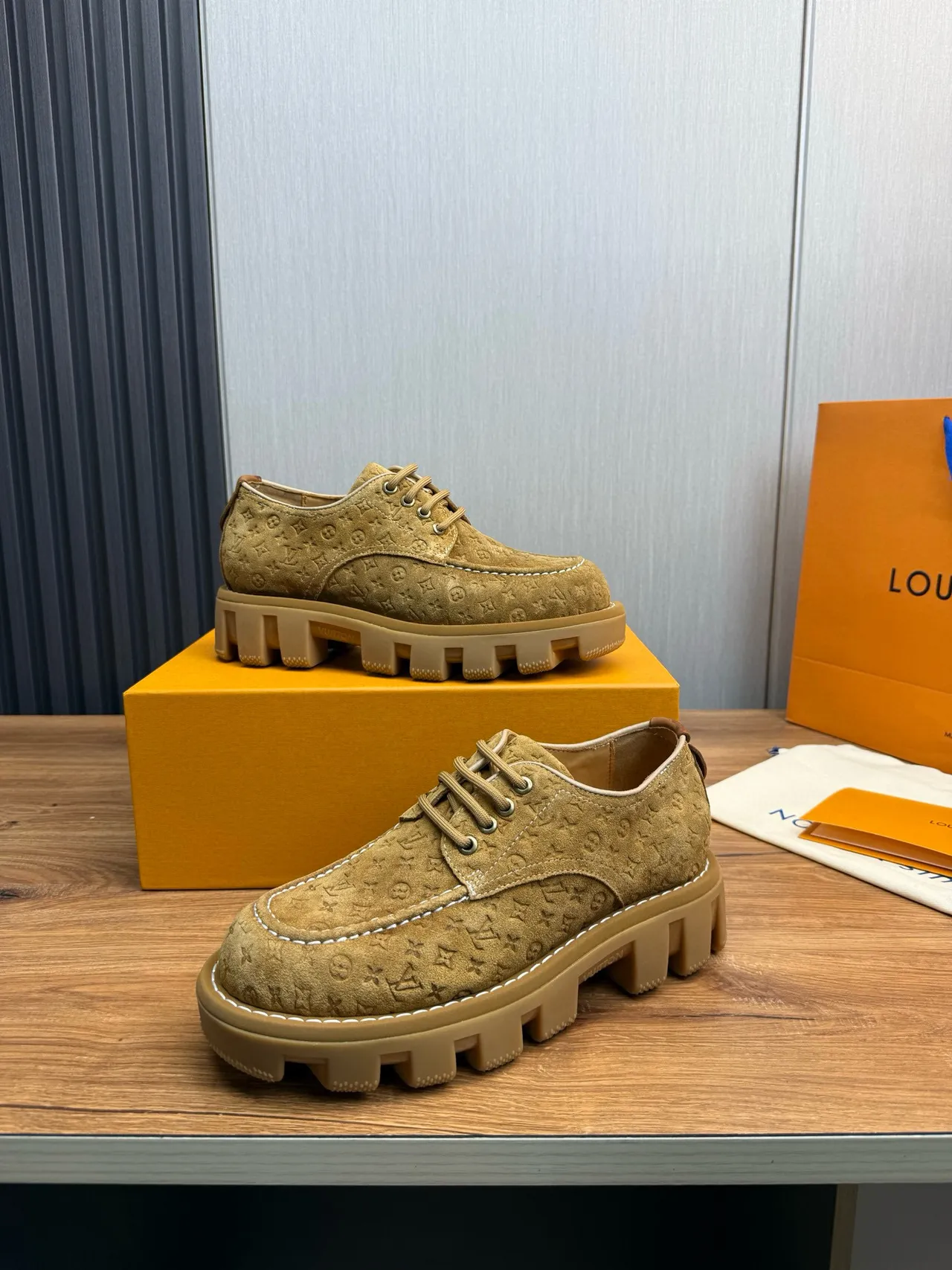 Louis Vuitton Run Away Monogram Suede Tan Casual Shoes 4