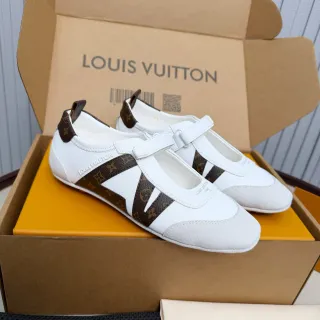 Louis Vuitton Run Away White and Brown Monogram Mary Jane Shoes