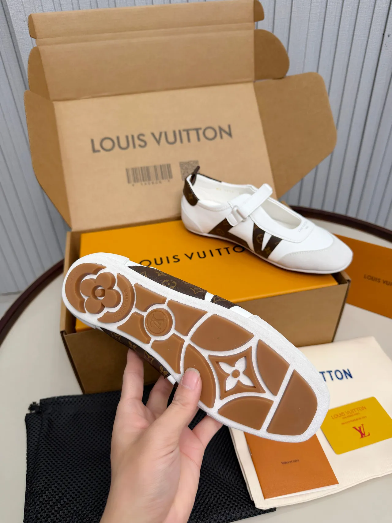 Louis Vuitton Run Away White and Brown Monogram Mary Jane Shoes 3