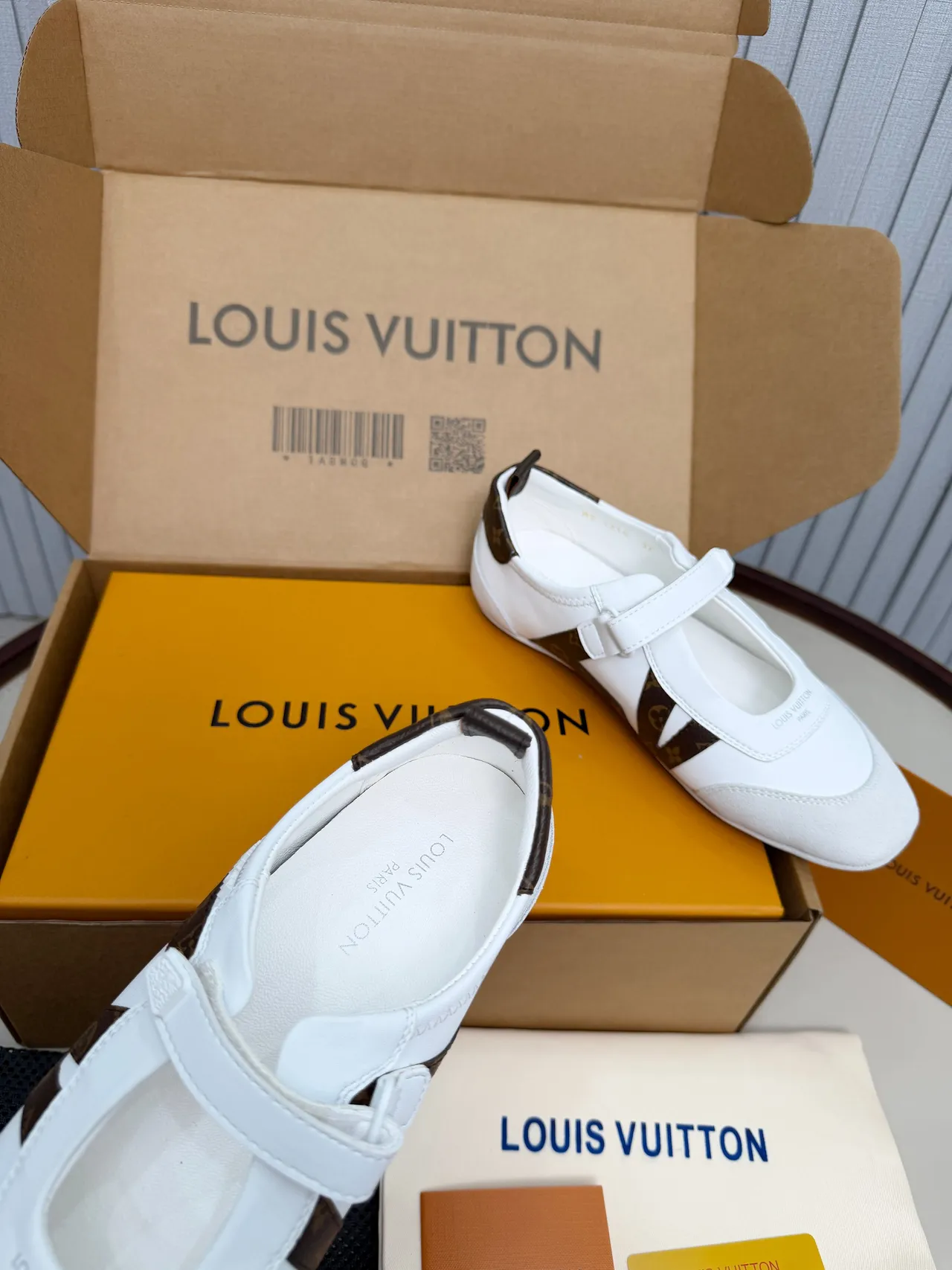 Louis Vuitton Run Away White and Brown Monogram Mary Jane Shoes 6