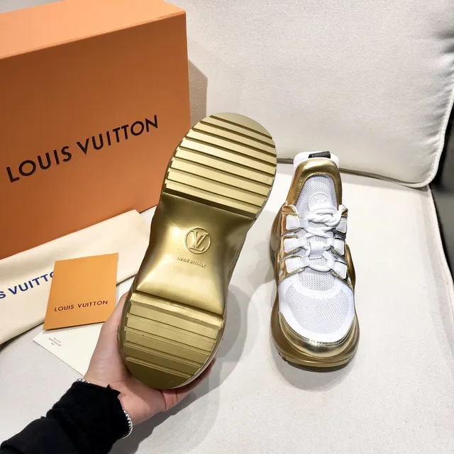 Louis Vuitton Run Away White and Gold Chunky Sneakers 2