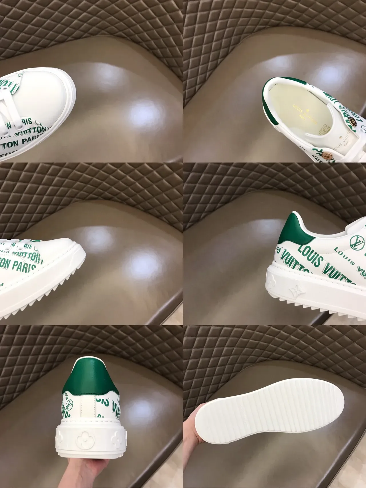 Louis Vuitton Run Away Tênis Lifestyle Brancos e Verdes com Impressão de Logo 3
