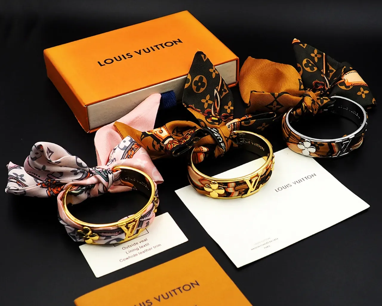 Louis Vuitton Scarf-Integrated Gold-Tone Bangle Bracelet 5