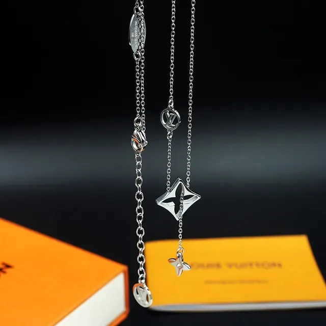 Louis Vuitton Silver Chain Monogram Circle Charms Necklace 4