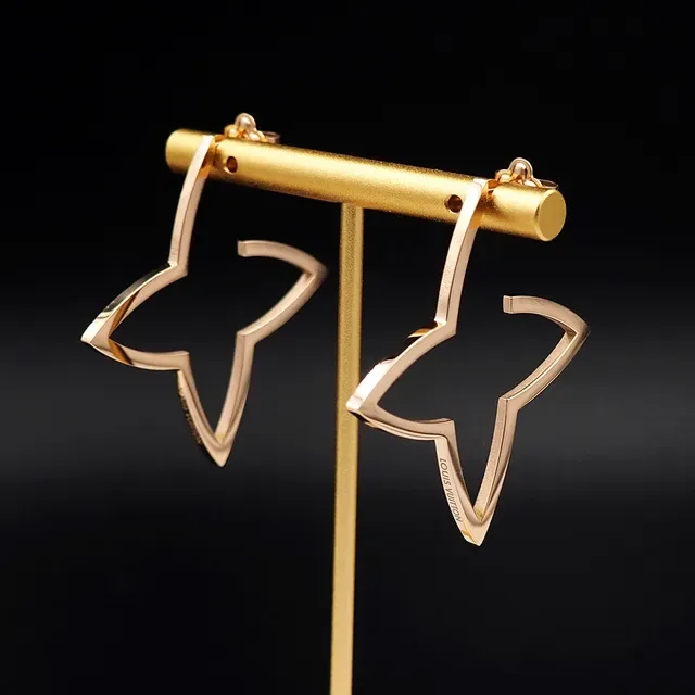 Louis Vuitton Star Gold Outline Hollow Geometric Earrings 3