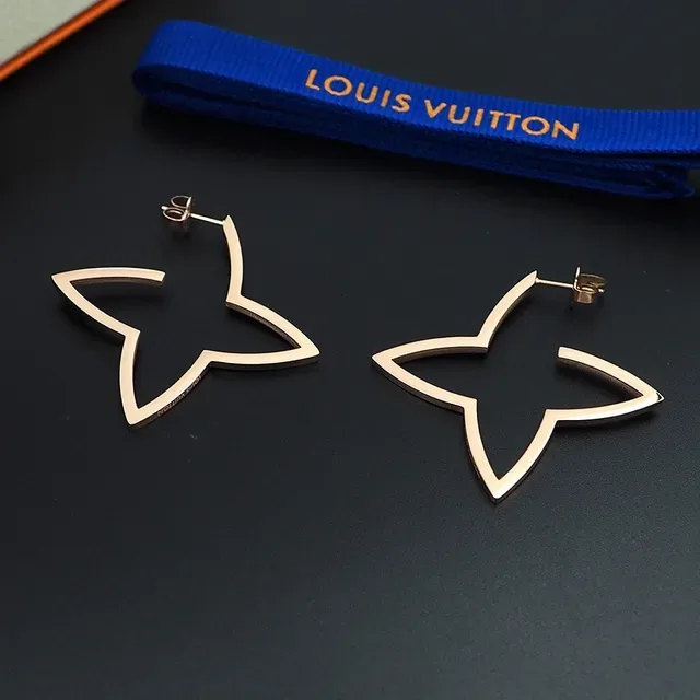 Louis Vuitton Star Gold Outline Hollow Geometric Earrings 4